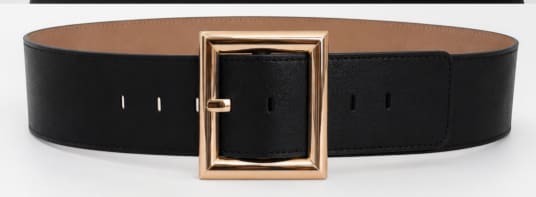 Plus Size Black Wide Waist Belt for Women – Gold Square Buckle Adjustable Fashion Belt