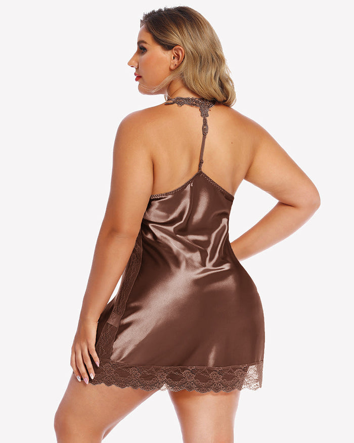Plus Size Satin Lace Nightgown