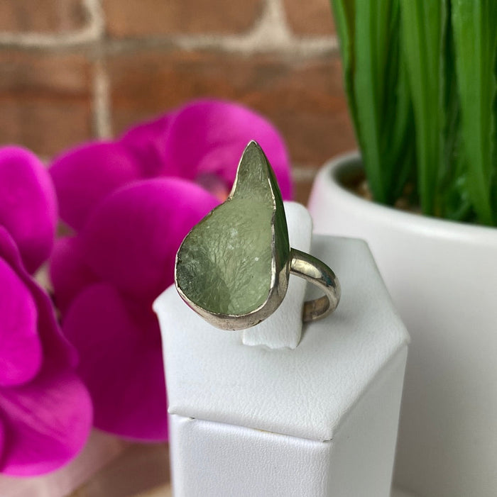 Prehnite Ring Natural 1" with sterling silver Sized or Adjustable Band