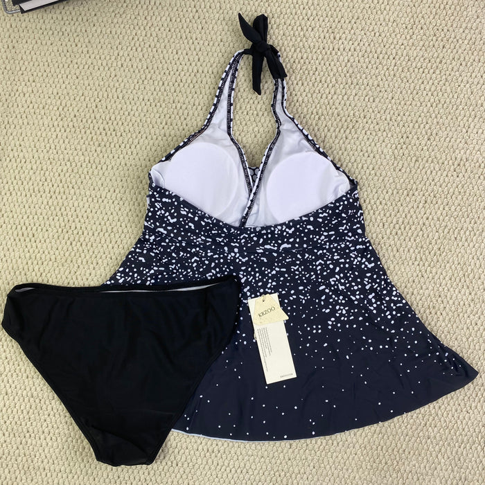 Printed backless two-piece swimming suit