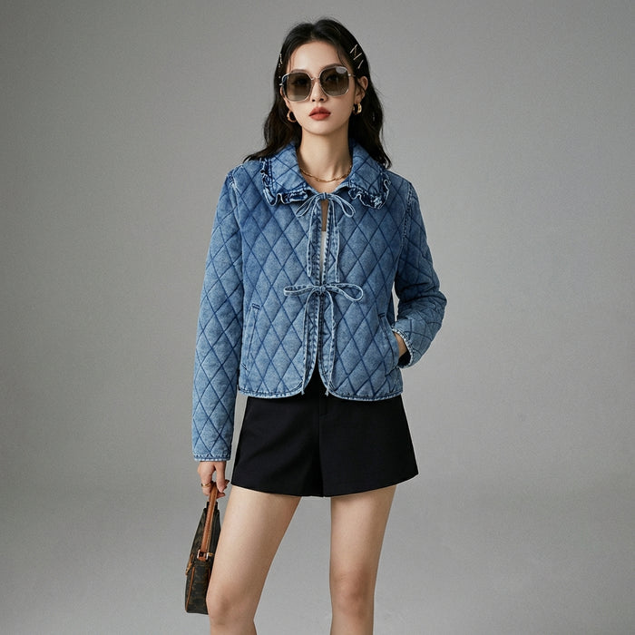 Veste en jean matelassée courte femme - Streetwear K-fashion - Taille S
