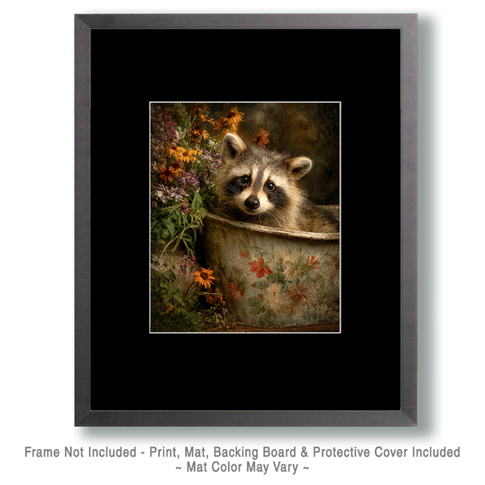 Raccoon in a Vintage Sink Basin