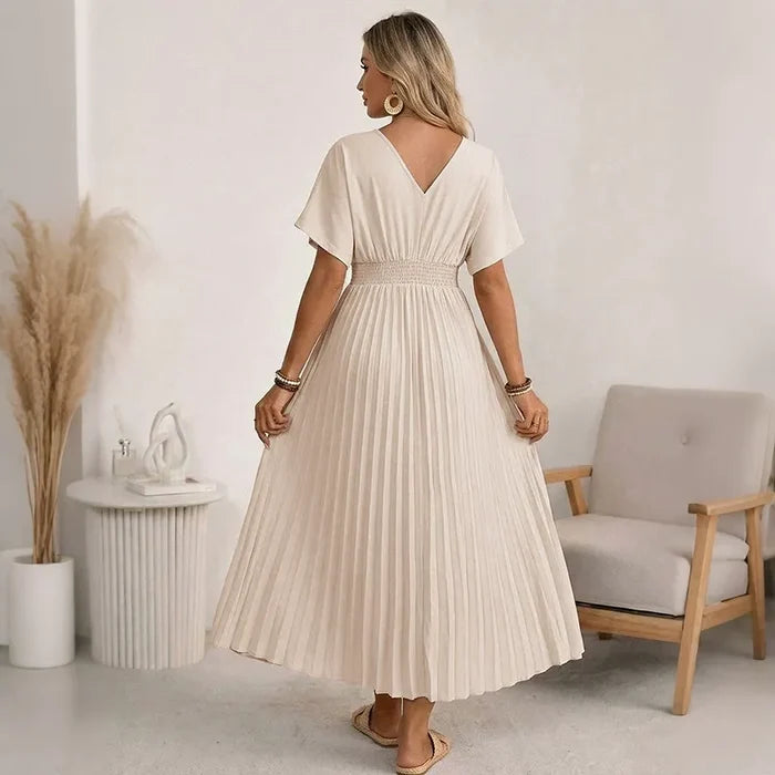 Relaxed-Fit Solid-Color V-Neck Dress