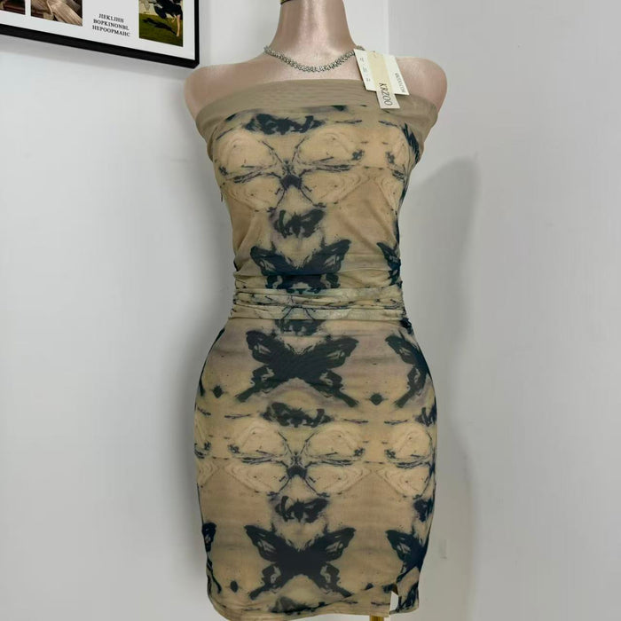 Retro Chinese-Style Strapless Dress
