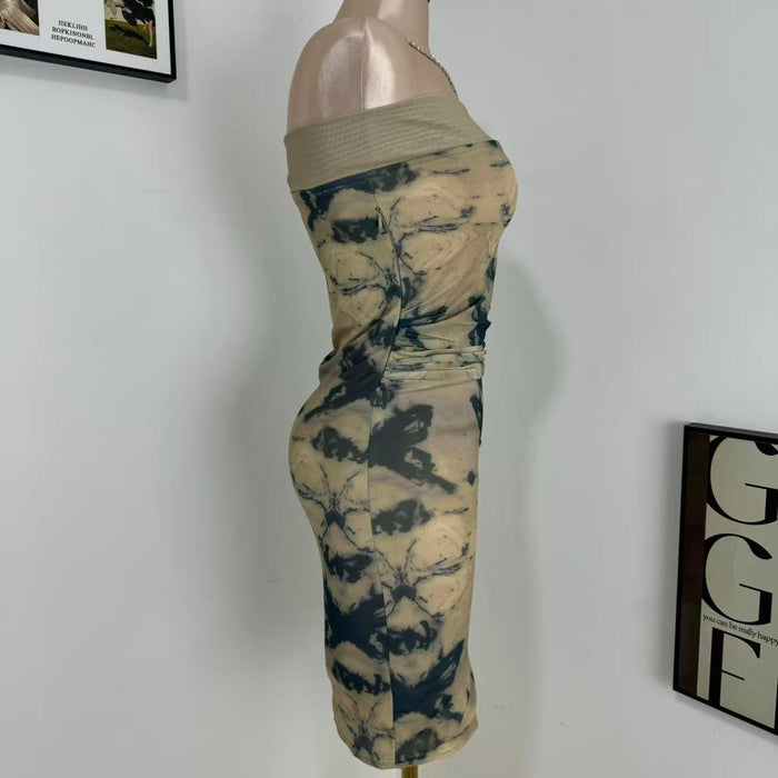Retro Chinese-Style Strapless Dress