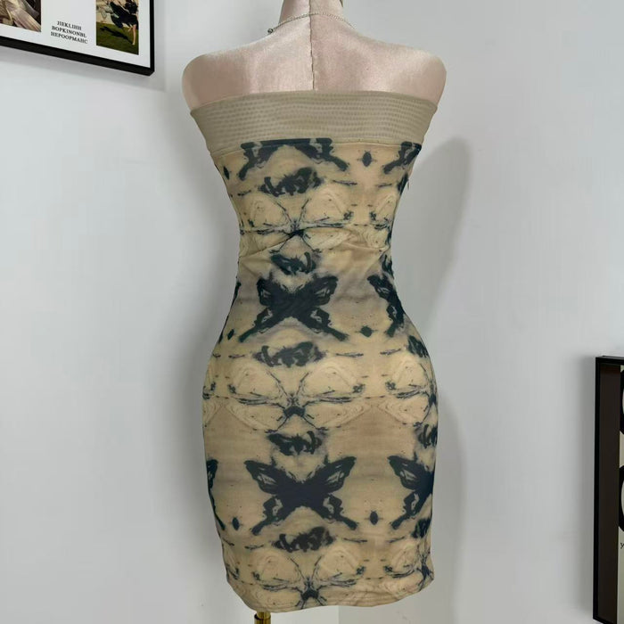 Retro Chinese-Style Strapless Dress