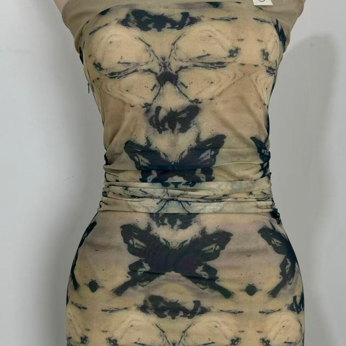 Retro Chinese-Style Strapless Dress