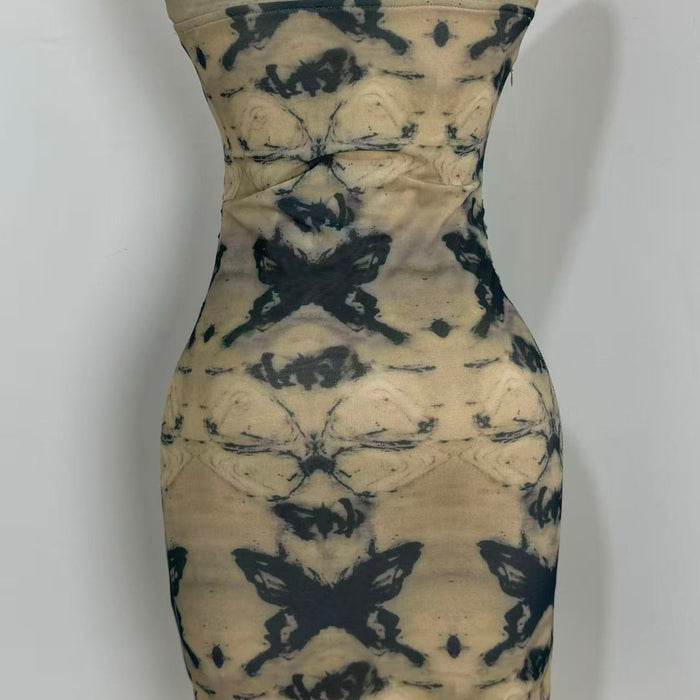 Retro Chinese-Style Strapless Dress