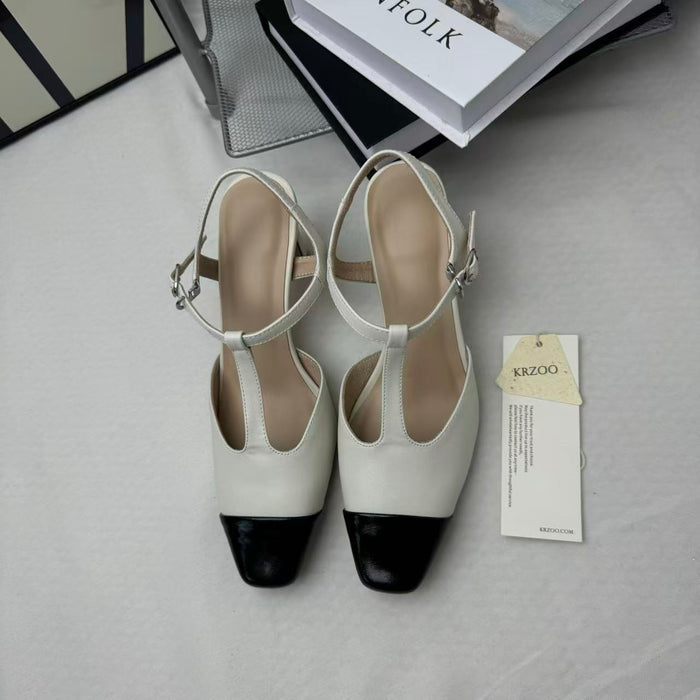 Retro Color-Block Open-Toe Sandals