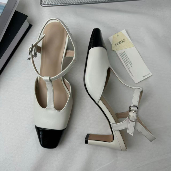 Retro Color-Block Open-Toe Sandals