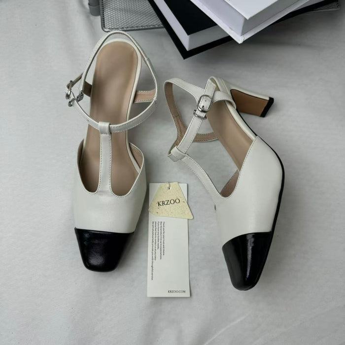Retro Color-Block Open-Toe Sandals