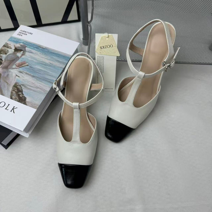 Retro Color-Block Open-Toe Sandals