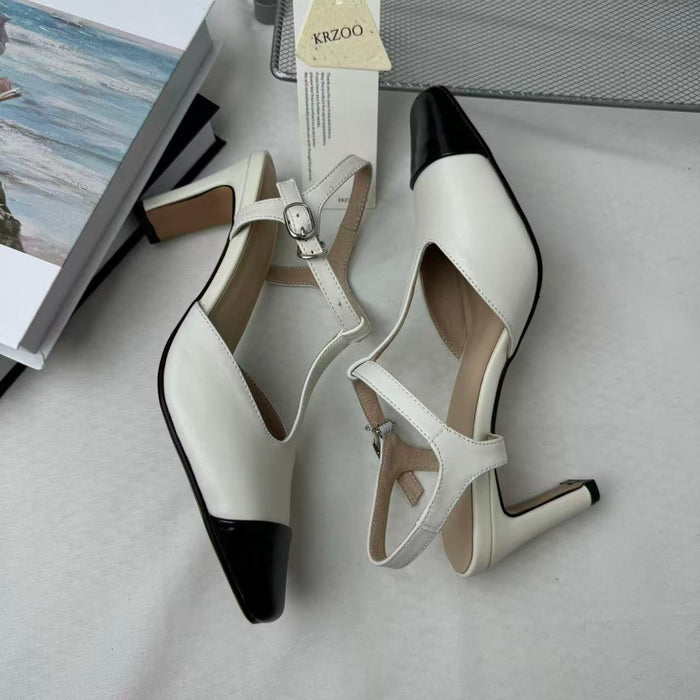 Retro Color-Block Open-Toe Sandals