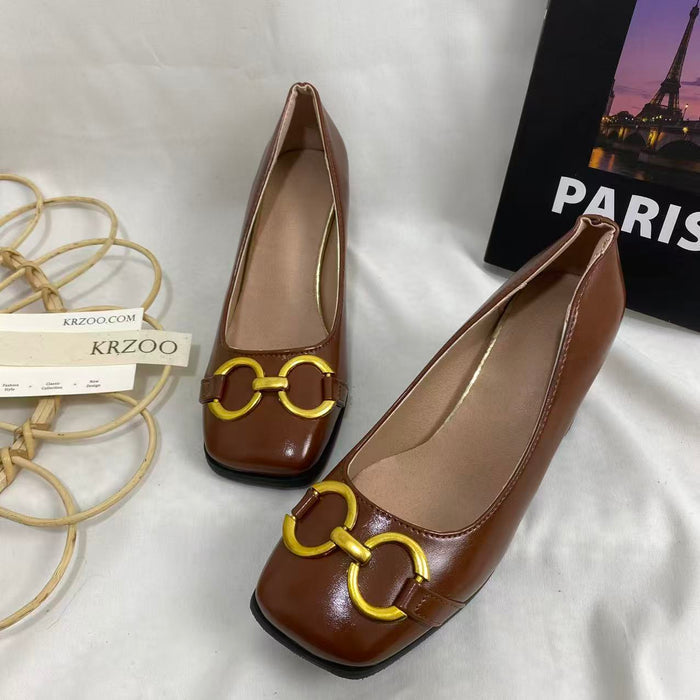 Retro Flats With Metal Buckles