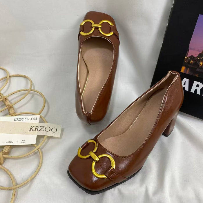 Retro Flats With Metal Buckles