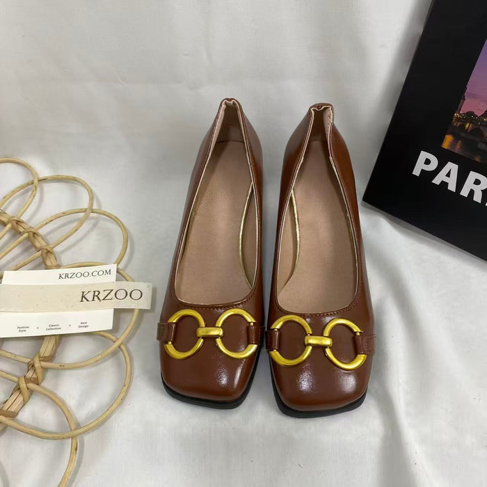 Retro Flats With Metal Buckles