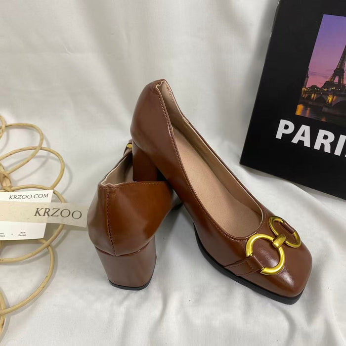 Retro Flats With Metal Buckles