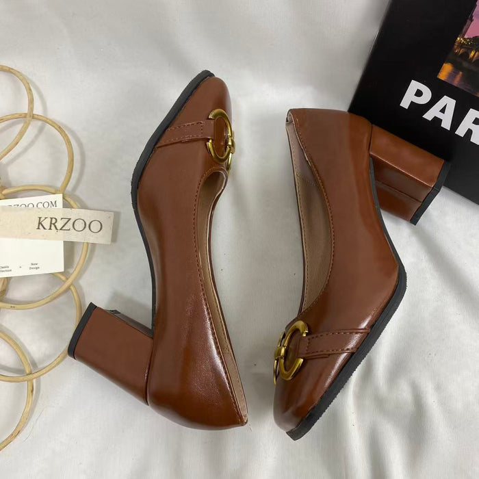 Retro Flats With Metal Buckles