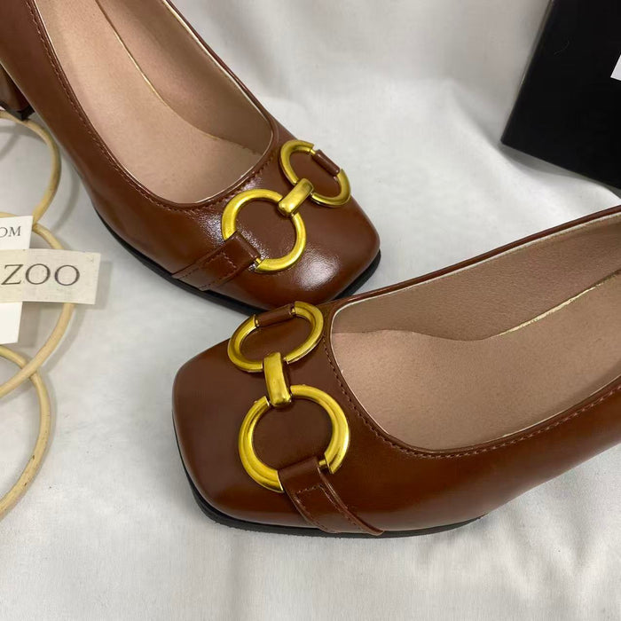 Retro Flats With Metal Buckles
