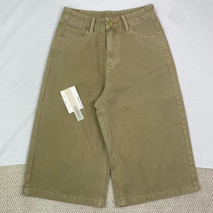 Retro high-waisted loose wide-leg pants