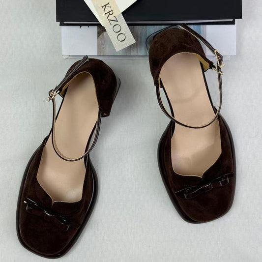 Retro Mary Jane Bow Tie High Heels