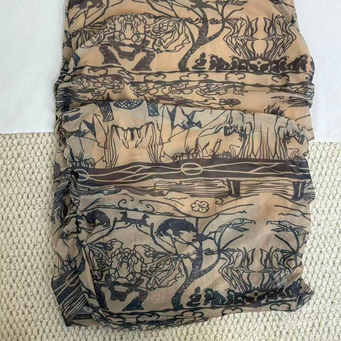 Retro-Print Off-The-Shoulder Ppatchwork Dress