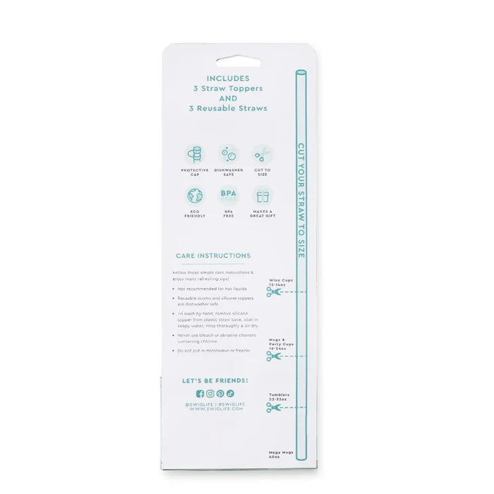 Reusable Straws W/ Toppers (Mult Styles)