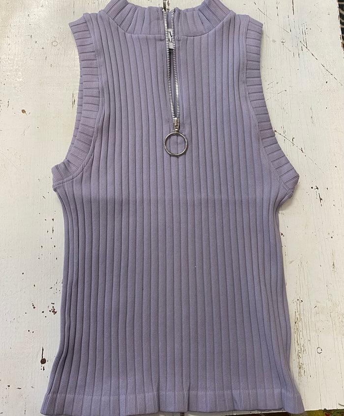 Ribbed Zip-Up Tank