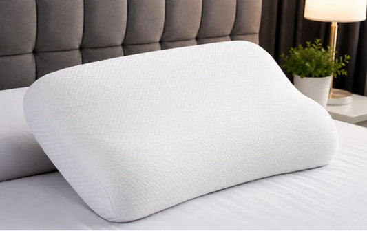 Rony Memory Foam Pillow with Cotton Cover – White Ergonomic Neck Support Pillow 45 x 70 cm