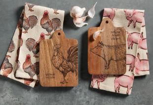 ROOSTER & PIG BOARD & TOWEL SETS