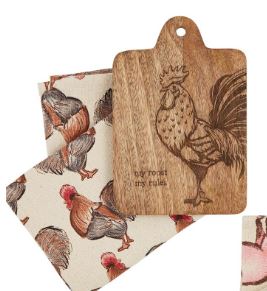 ROOSTER & PIG BOARD & TOWEL SETS
