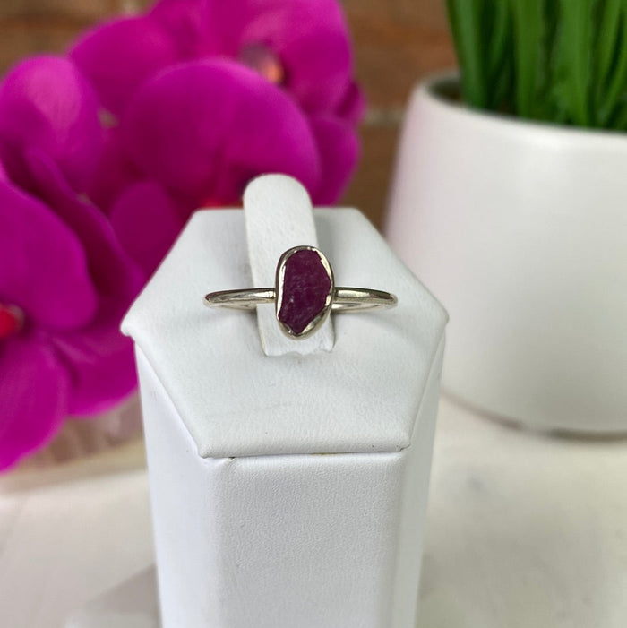 Rough Gemstone Ring (Pink Tourmaline, Emerald, Black Tourmaline, Rhodolite, Rose Qtz, Ruby) sterling silver Sized Ring