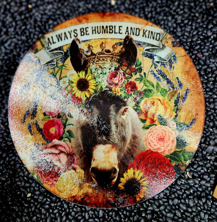 Round Glass Cutting board/Charcuterie/Trivet: Large 12"