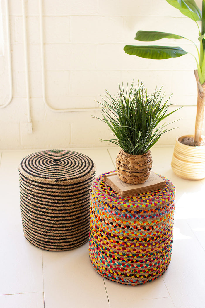 round kantha pouf