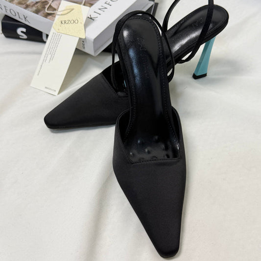 Round-toe low-cut one-strap high-heeled shoes