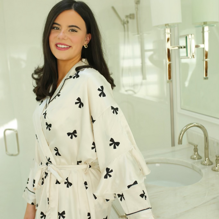 Ruffled Satin Robe