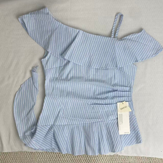 Ruffled striped blouse