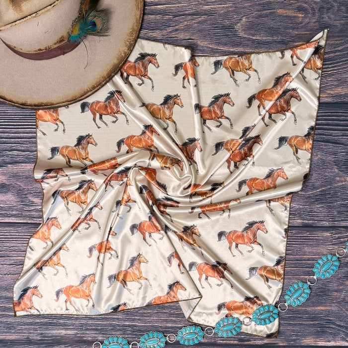 RUNNING HORSES PRINT WILD RAG