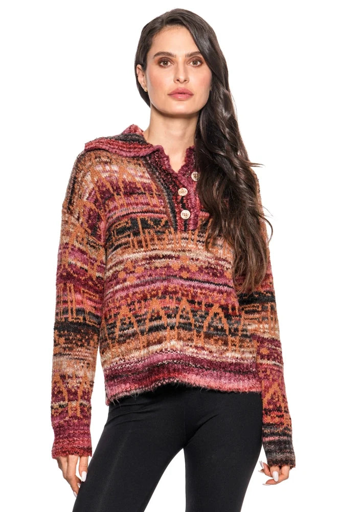 Rustic Knit Henley Sweater