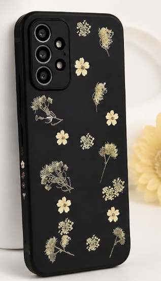 Samsung Galaxy A53 5G Case – Matte Black Floral Design – Shockproof Protective Cover for Women
