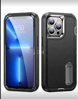 Samsung Galaxy S23 Ultra Black Shockproof Case with Camera Protection and Built-In Kickstand