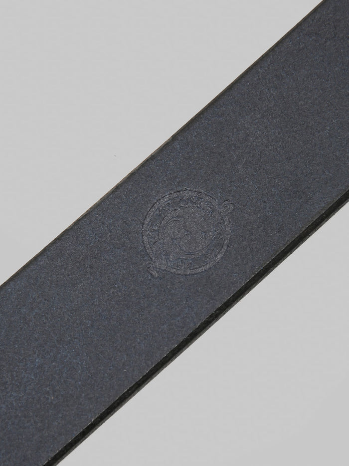 Samurai Jeans A301 AI Kurozan Indigo Dyed Leather Belt stamped logo