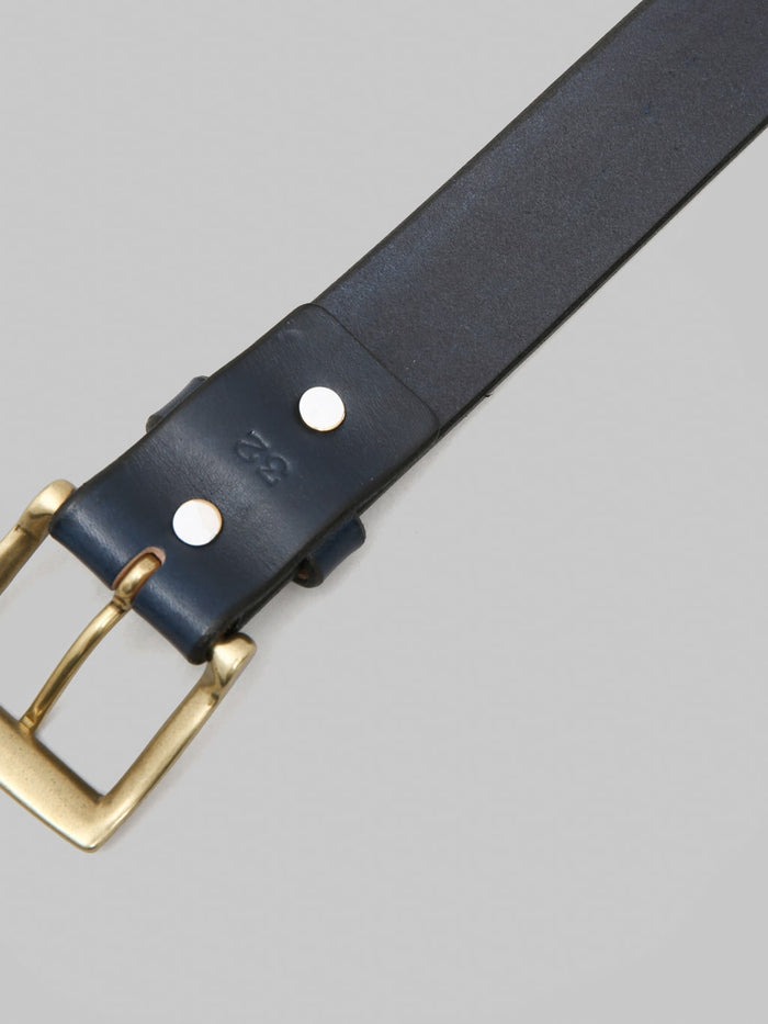 Samurai Jeans A301 AI Kurozan Indigo Dyed Leather Belt brass hardware