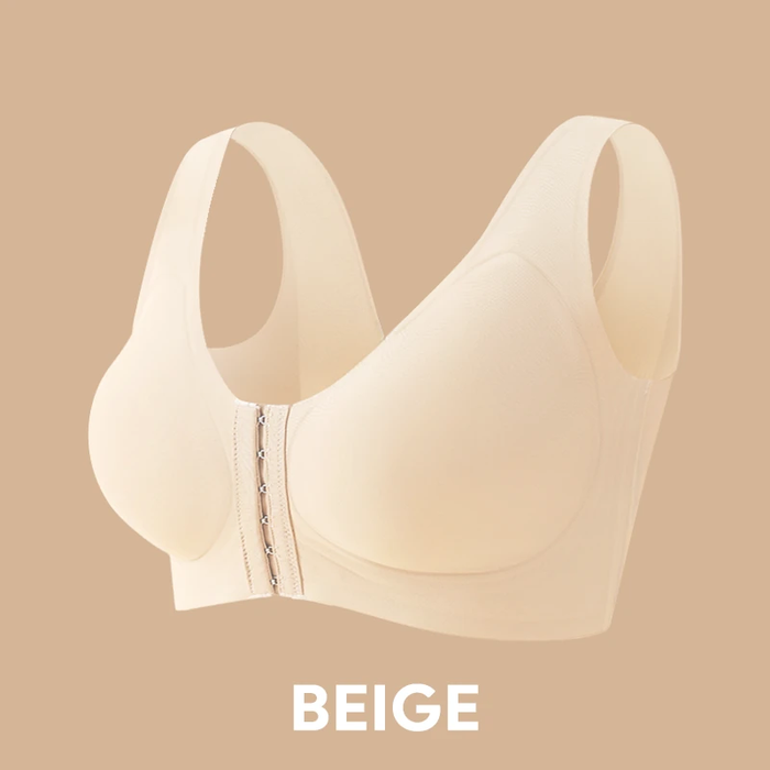 Seamless Front Buckle Cross Back Shaping Bra For Seniors