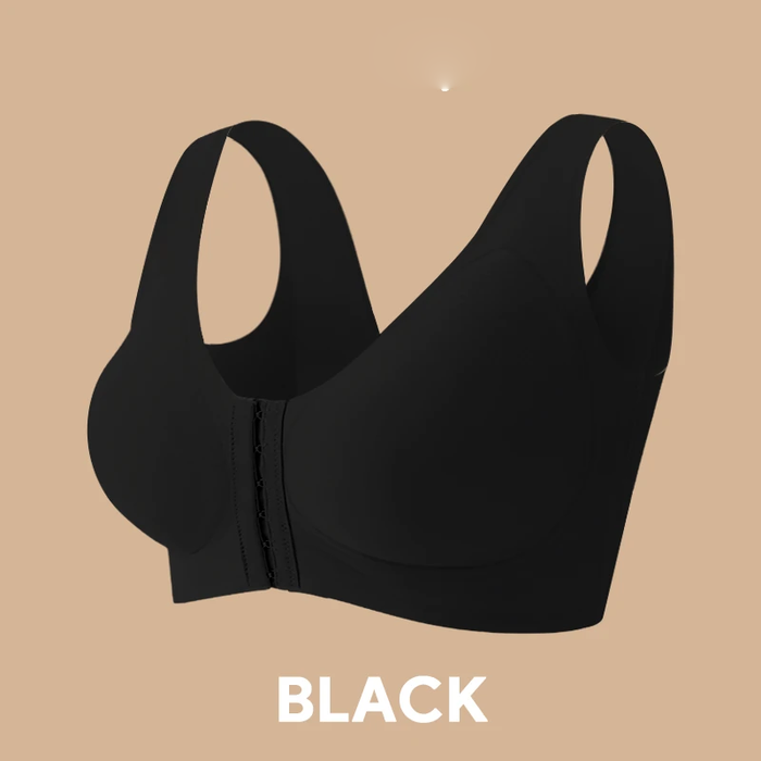 Seamless Front Buckle Cross Back Shaping Bra For Seniors