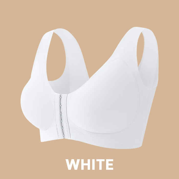 Seamless Front Buckle Cross Back Shaping Bra For Seniors