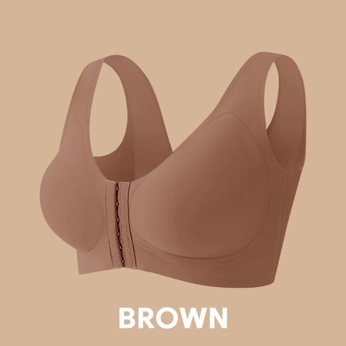 Seamless Front Buckle Cross Back Shaping Bra For Seniors