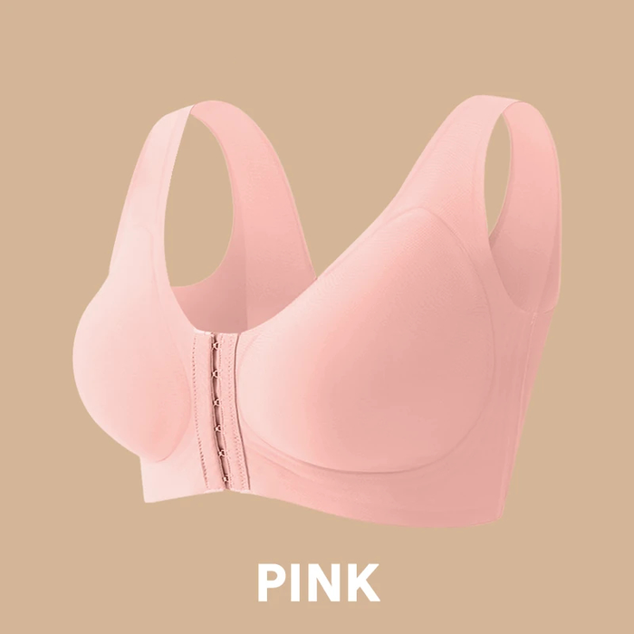 Seamless Front Buckle Cross Back Shaping Bra For Seniors