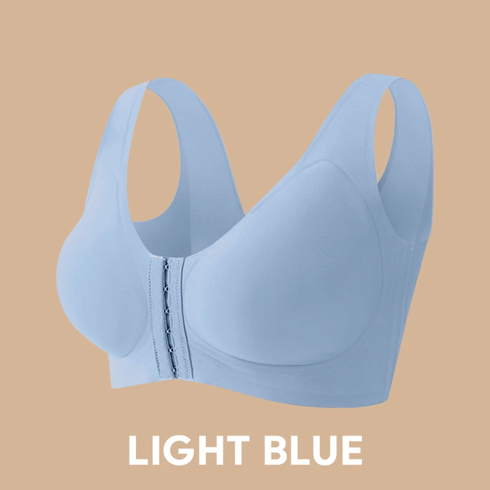 Seamless Front Buckle Cross Back Shaping Bra For Seniors