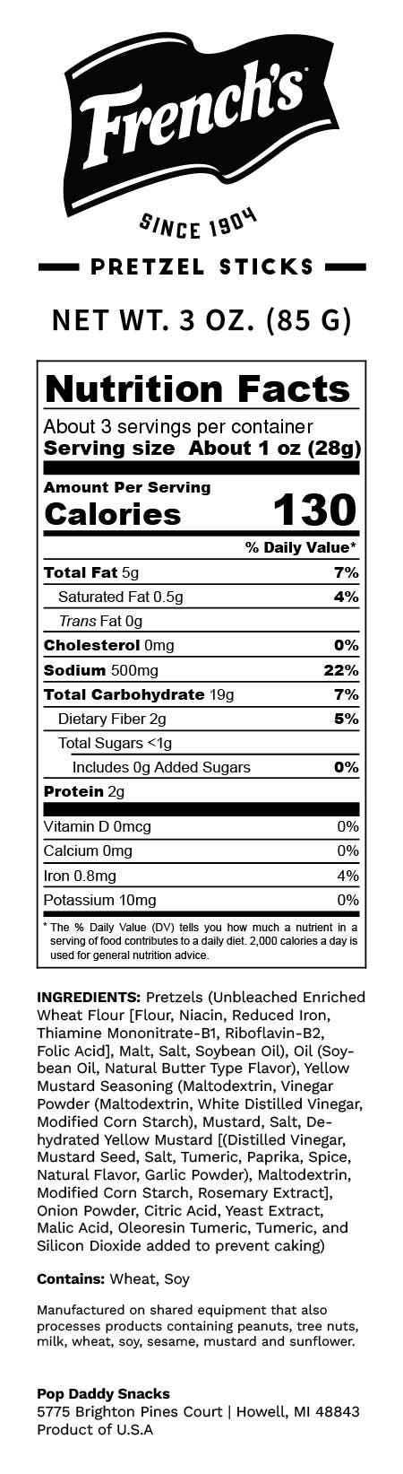 Seasoned Pretzels - 3oz - French's Mustard